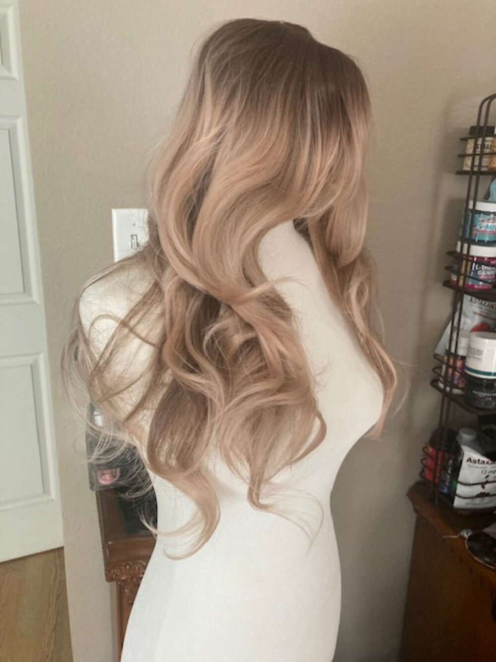 Long Layered Synthetic Wig (Ombre Rose Pink) - 26" long